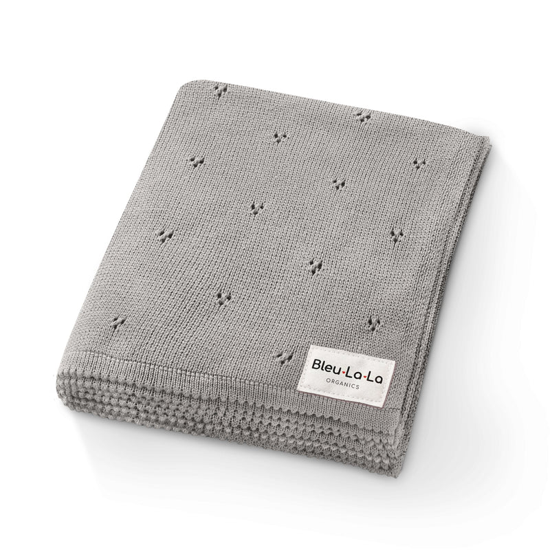 Gray Organic Pointelle Knit Swaddle Blanket for Babies – by Bleu La La