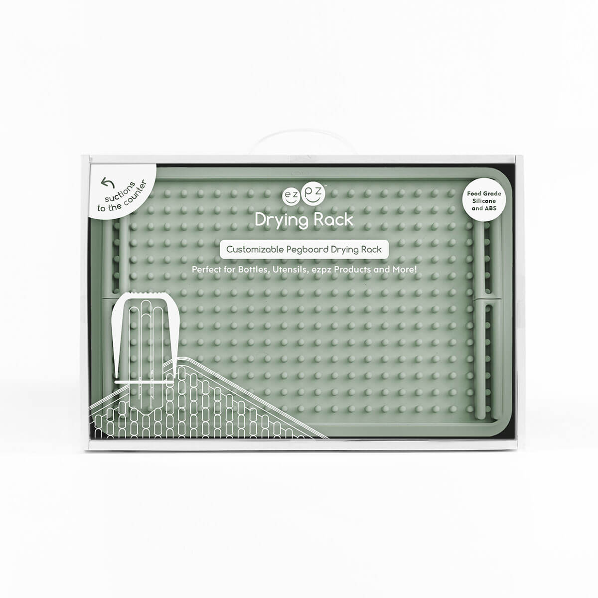 The Drying Rack in Sage by ezpz / Odor-Resistant, 100% Silicone Drying Rack #color_sage