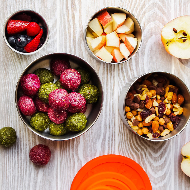 Eco-Friendly 4-Piece Stainless Steel Lunch Box Set with Cotton Travel Bag – 74 oz by ecozoi