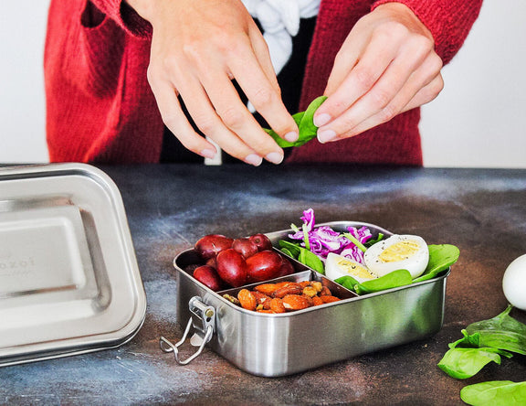 Stainless Steel Eco Lunch Box, Leak Proof, 3 Compartment, 35 Oz or 1000 ml freeshipping - ecozoi