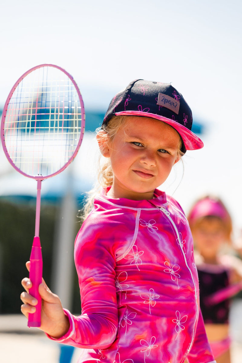 Long Sleeve One Piece Rashguard Fuchsia Tie Dye Printed Flowers - F30NG42_046