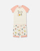 Organic Cotton Two Piece Pajama Set Off White Printed Cotton Candy - F30PG11US_065