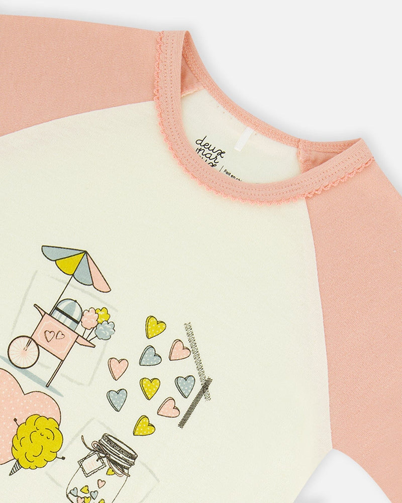 Organic Cotton Two Piece Pajama Set Off White Printed Cotton Candy - F30PG11US_065