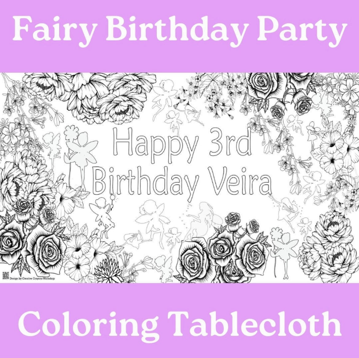 Fairy First Birthday Coloring Tablecloth