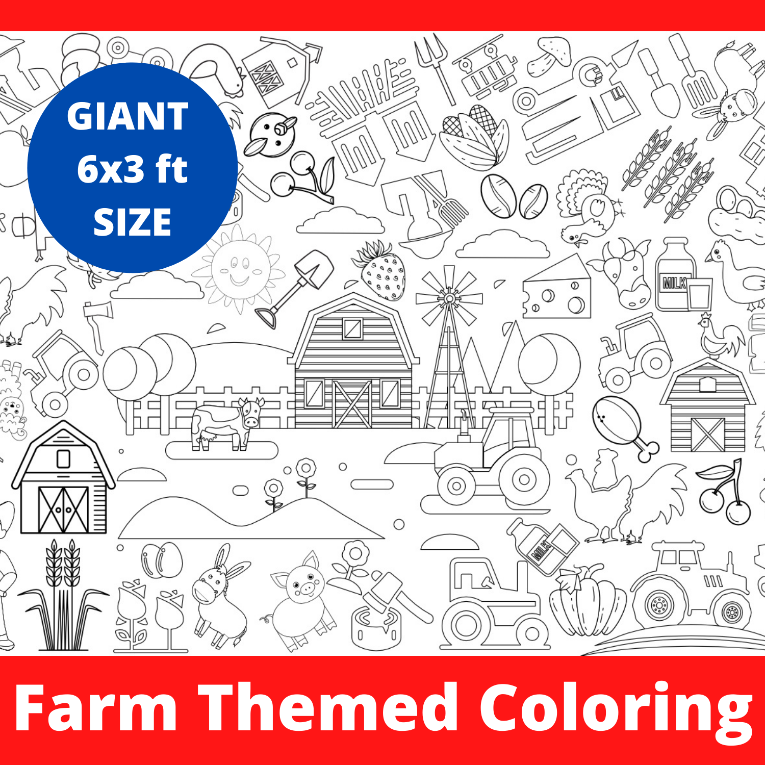 Farm Themed Coloring Table Cover
