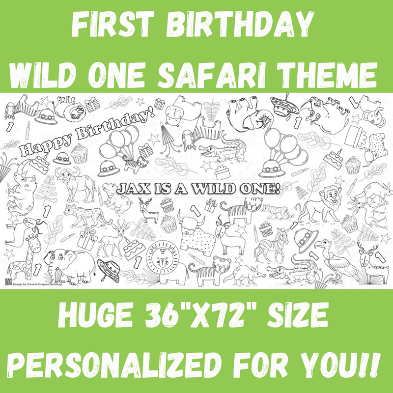 Wild Animals Coloring Tablecloth – Jumbo Party Activity Cover