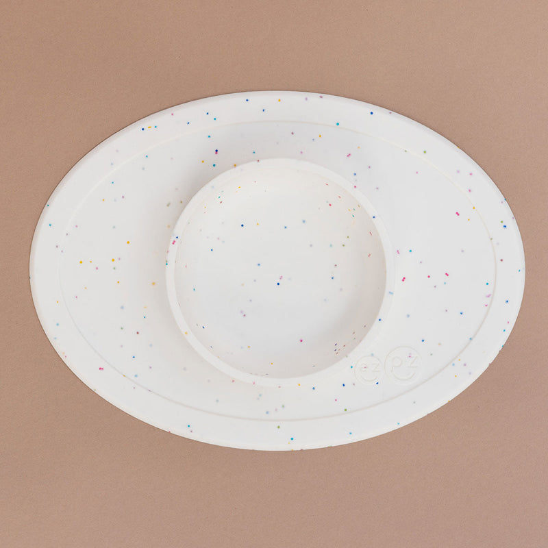 First Foods Set in Limited Edition Confetti by ezpz / The Original All-In-One Silicone Plates & Placemats that Stick to the Table#color_confetti