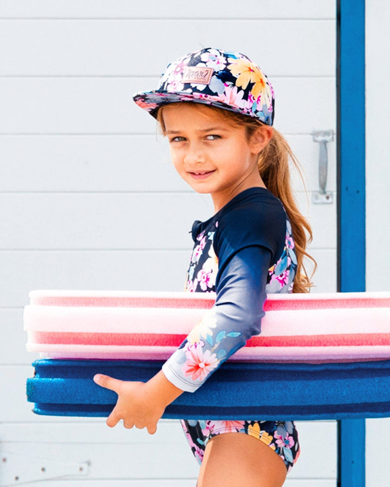 Floral Adventure Kids Cap – Navy, Pink & Yellow by Deux par Deux