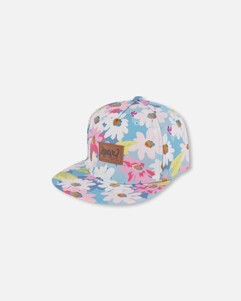 Floral Explorer Kids Cap – White, Pink & Green by Deux par Deux