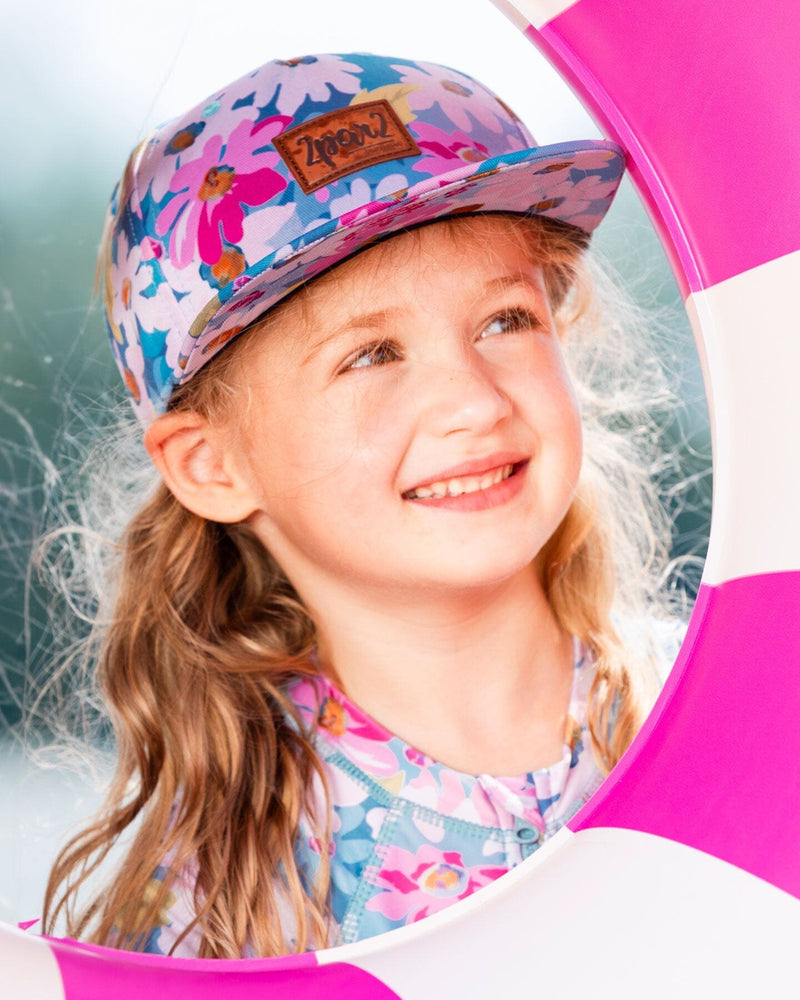 Floral Explorer Kids Cap – White, Pink & Green by Deux par Deux
