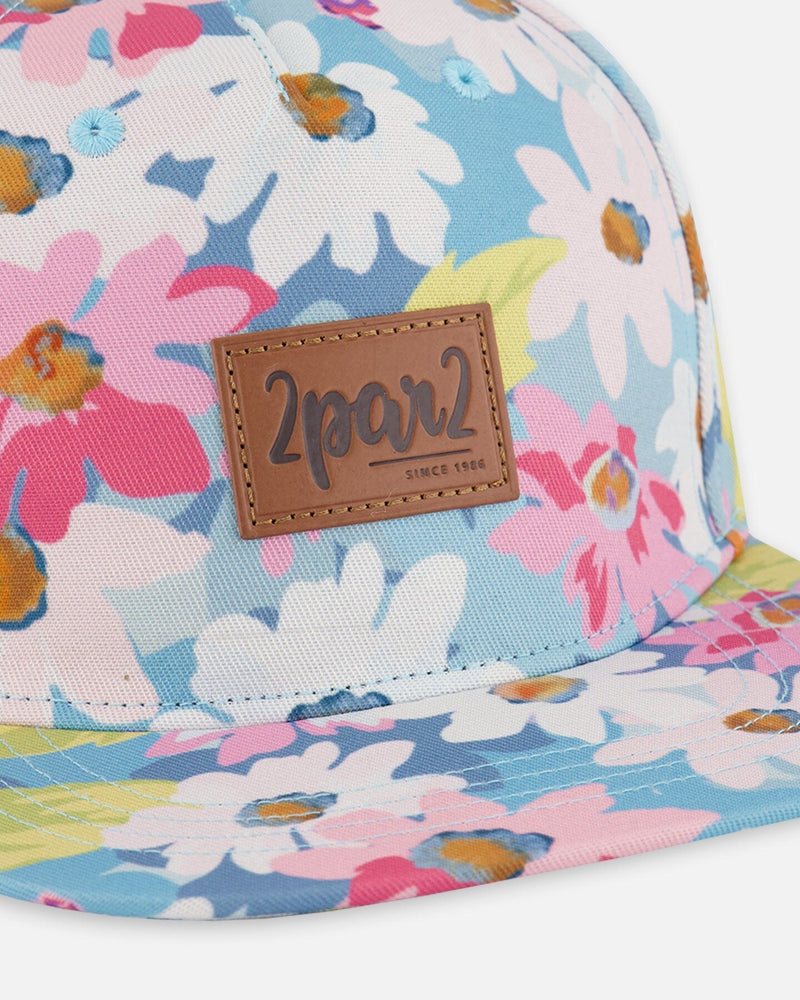 Floral Explorer Kids Cap – White, Pink & Green by Deux par Deux