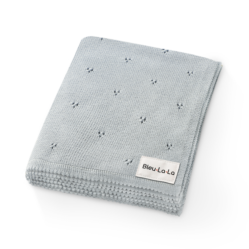 Gray Organic Pointelle Knit Swaddle Blanket for Babies – by Bleu La La