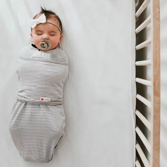 Grey Sripe Long Sleeve Starter Baby Swaddle embe