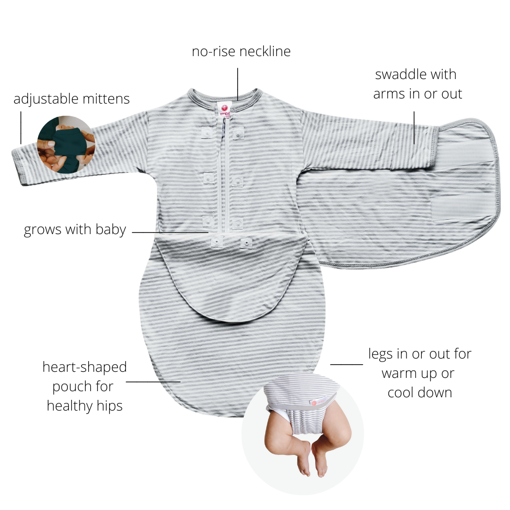 Grey Sripe Long Sleeve Starter Baby Swaddle embe