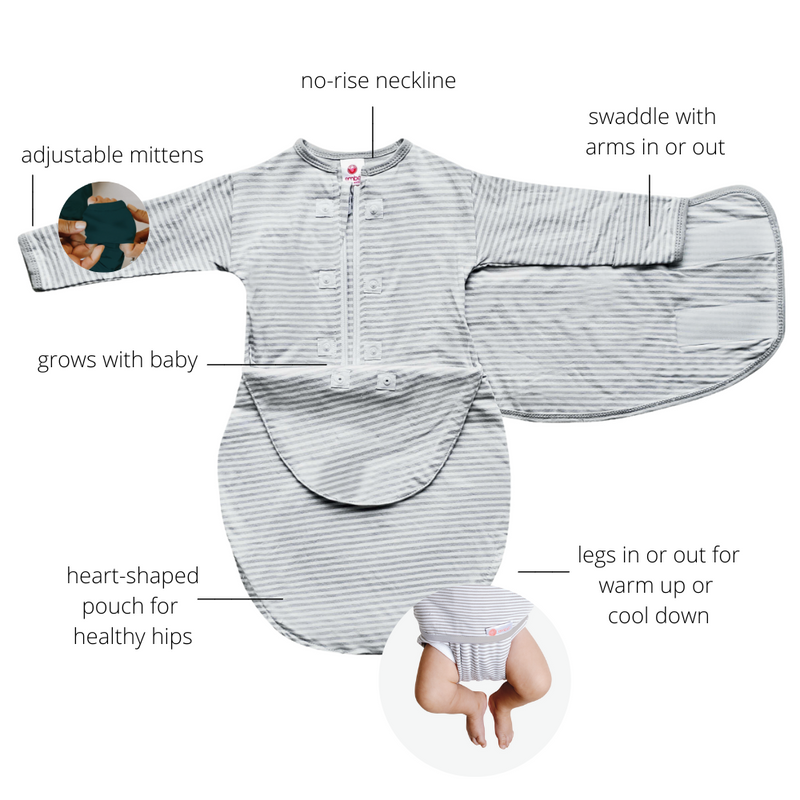 Grey Sripe Long Sleeve Starter Baby Swaddle embe