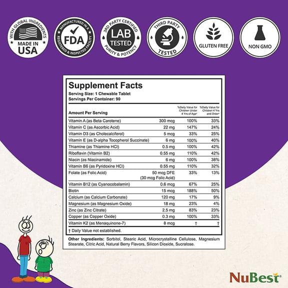 Growth Support Duo for Kids & Teens – Daily Bone, Height & Wellness Supplement | Ages 10+ by NuBest Nutrition
