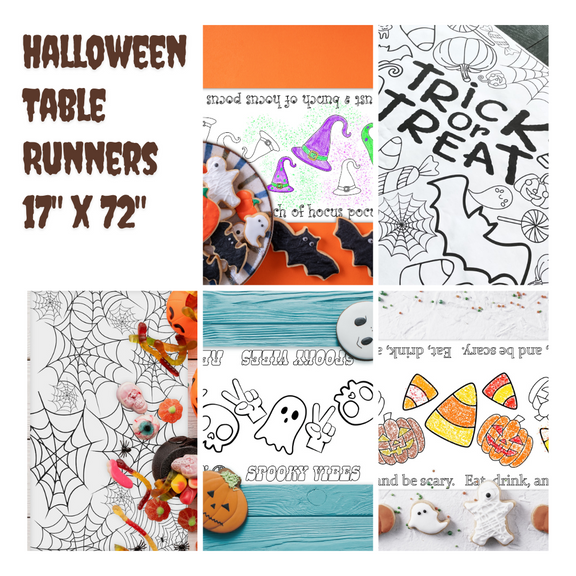 Spooky Season Halloween Party coloring roll table runner Activity bundle Let's go Ghouls Halloween Trick or Three Birthday Celebration Spooky One 
