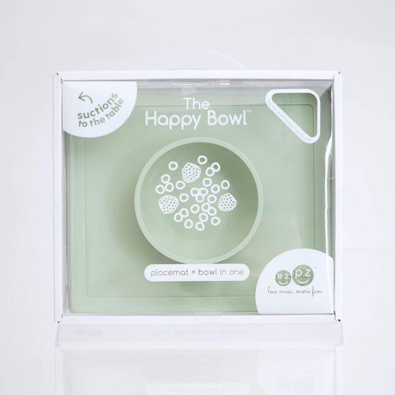 Happy Bowl in Sage by ezpz / The Original All-In-One Silicone Plates & Placemats that Stick to the Table #color_sage / Happy Bowl – Self-Feeding Made Simple for Babies & Toddlers by ezpz