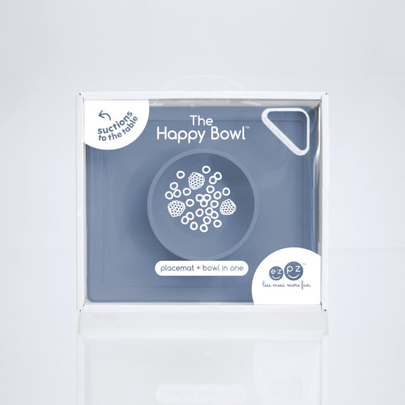 Happy Bowl in Indigo by ezpz / The Original All-In-One Silicone Plates & Placemats that Stick to the Table #color_indigo / Happy Bowl – Self-Feeding Made Simple for Babies & Toddlers by ezpz