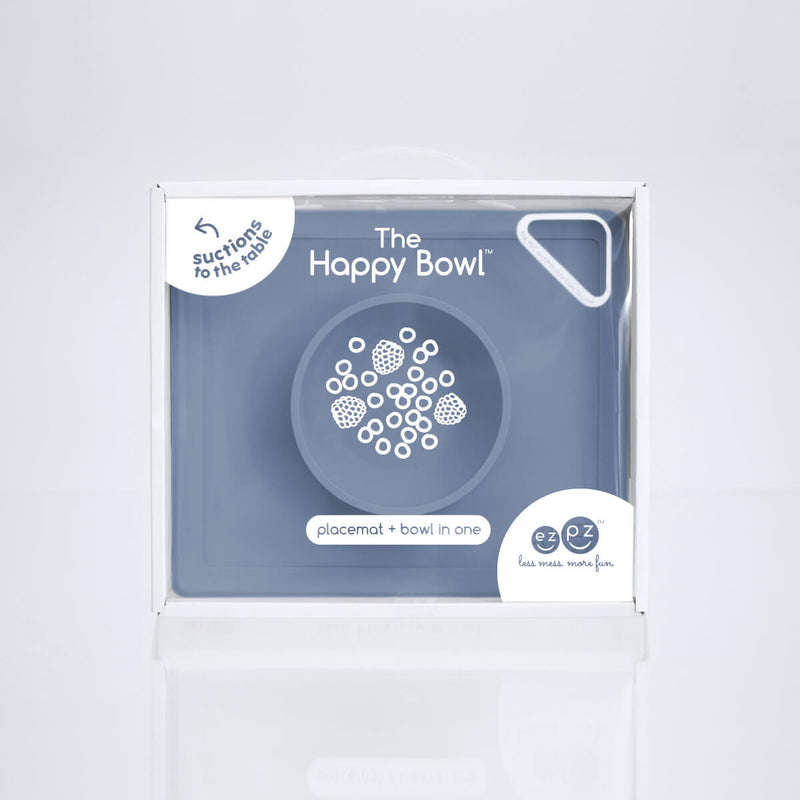 Happy Bowl in Indigo by ezpz / The Original All-In-One Silicone Plates & Placemats that Stick to the Table #color_indigo / Happy Bowl – Self-Feeding Made Simple for Babies & Toddlers by ezpz