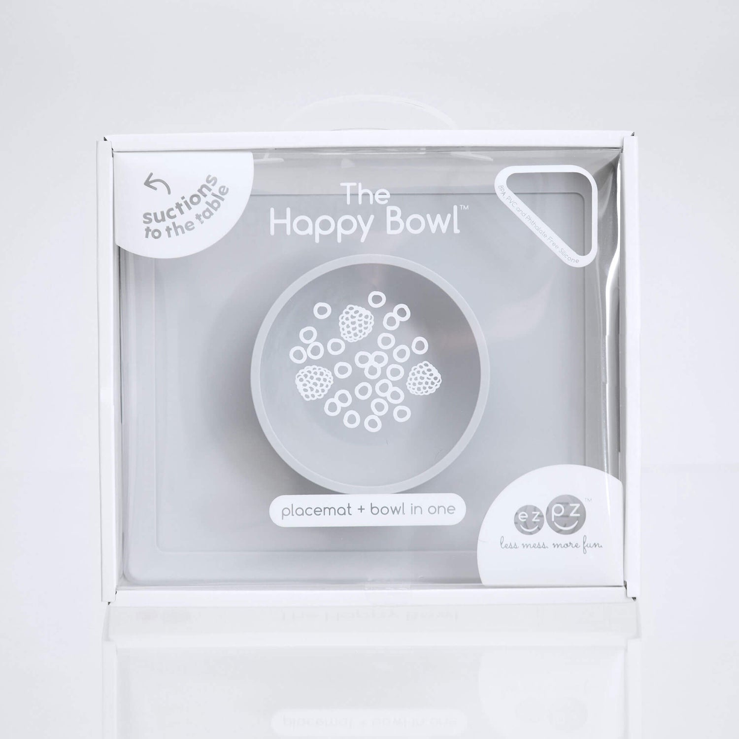 Happy Bowl in Pewter by ezpz / The Original All-In-One Silicone Plates & Placemats that Stick to the Table #color_pewter / Happy Bowl – Self-Feeding Made Simple for Babies & Toddlers by ezpz