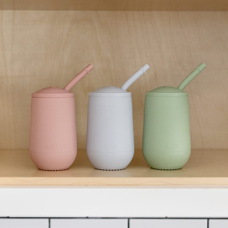 Happy Cup and Straw in Sage / Silicone Cup with Lid and Straw for Toddlers by ezpz #color_sage / Happy Cup + Straw System for Toddlers – Sip Smart, Grow Strong by ezpz