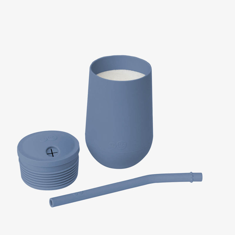 Happy Cup and Straw in Indigo / Silicone Cup with Lid and Straw for Toddlers by ezpz #color_indigo / Happy Cup + Straw System for Toddlers – Sip Smart, Grow Strong by ezpz