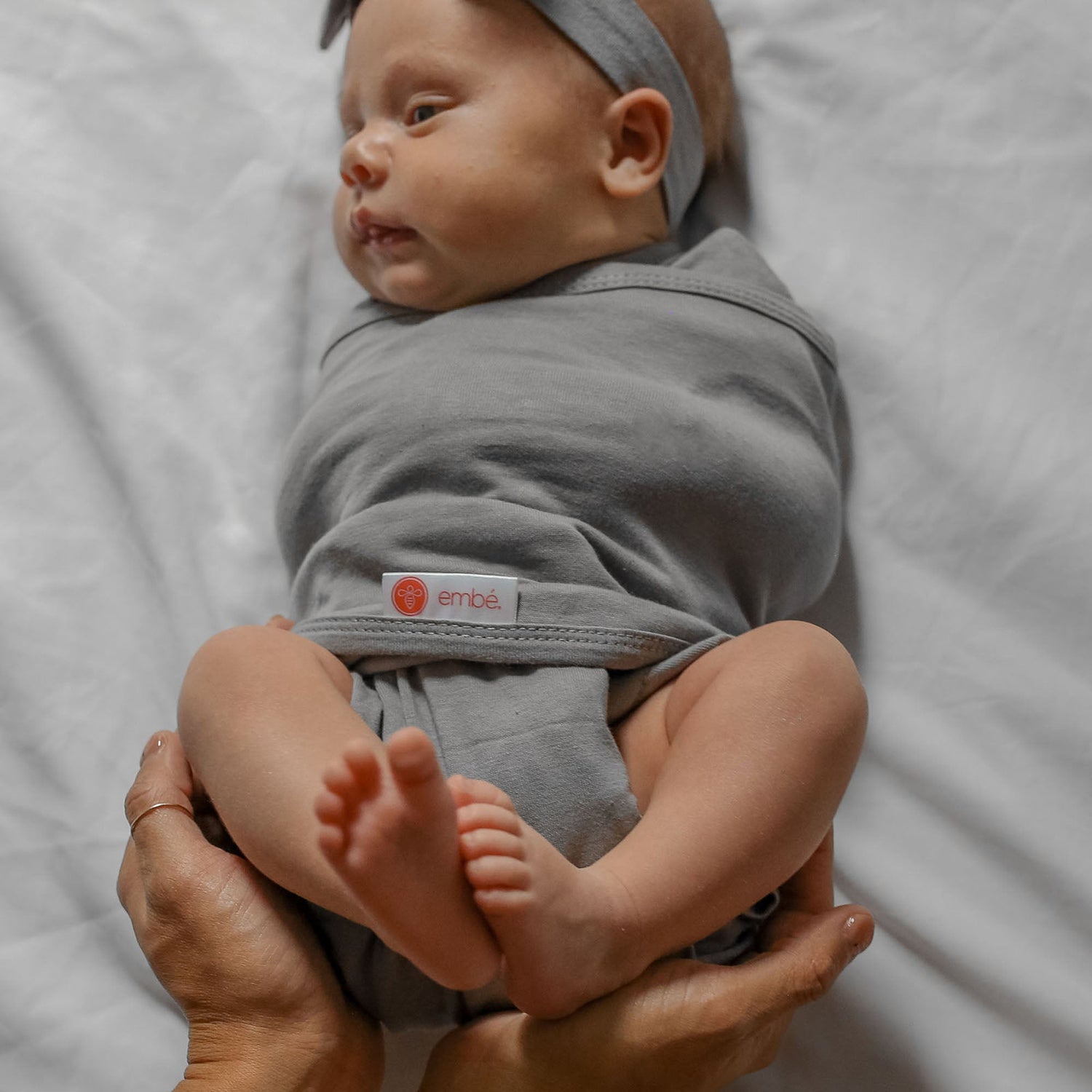 Headband and Long Sleeve Baby Swaddle Sack Bundle embe