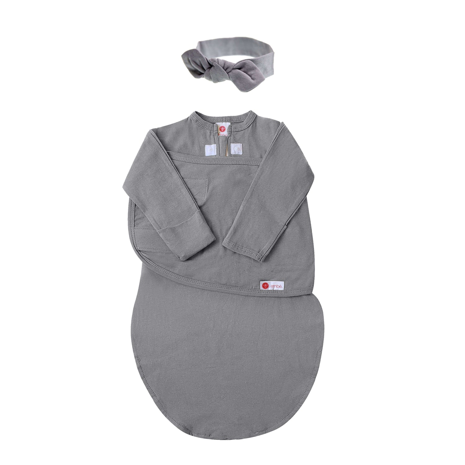 Headband and Long Sleeve Baby Swaddle Sack Bundle embe