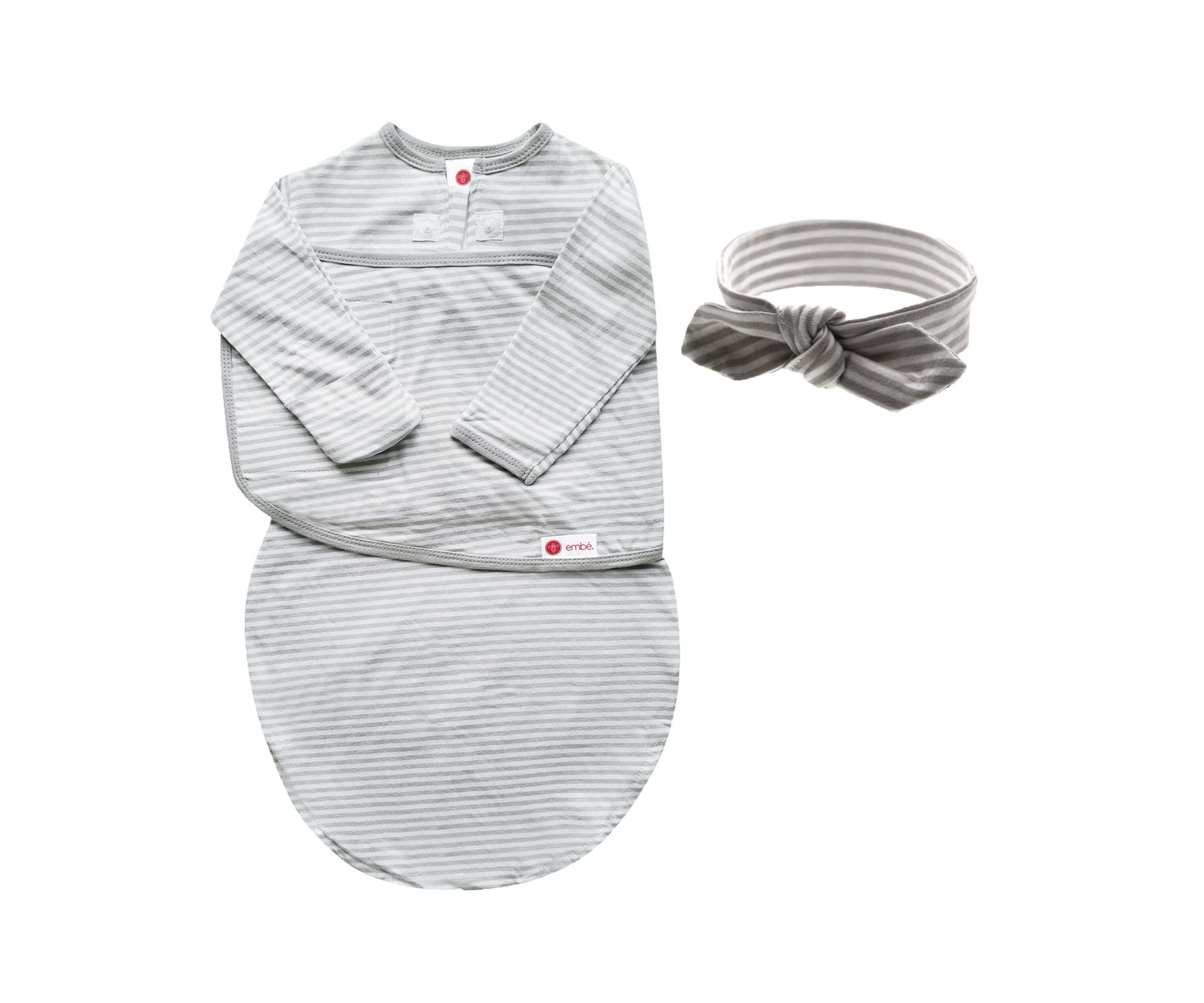 Headband and Long Sleeve Baby Swaddle Sack Bundle embe
