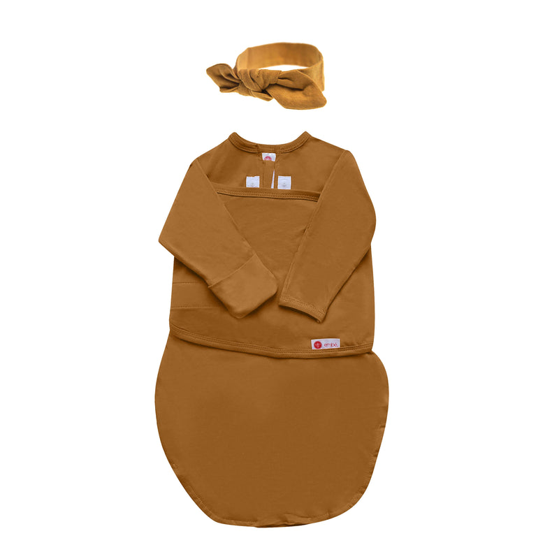 Headband and Long Sleeve Baby Swaddle Sack Bundle embe