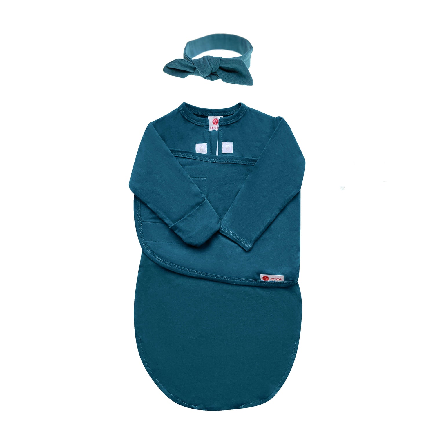 Headband and Long Sleeve Baby Swaddle Sack Bundle embe