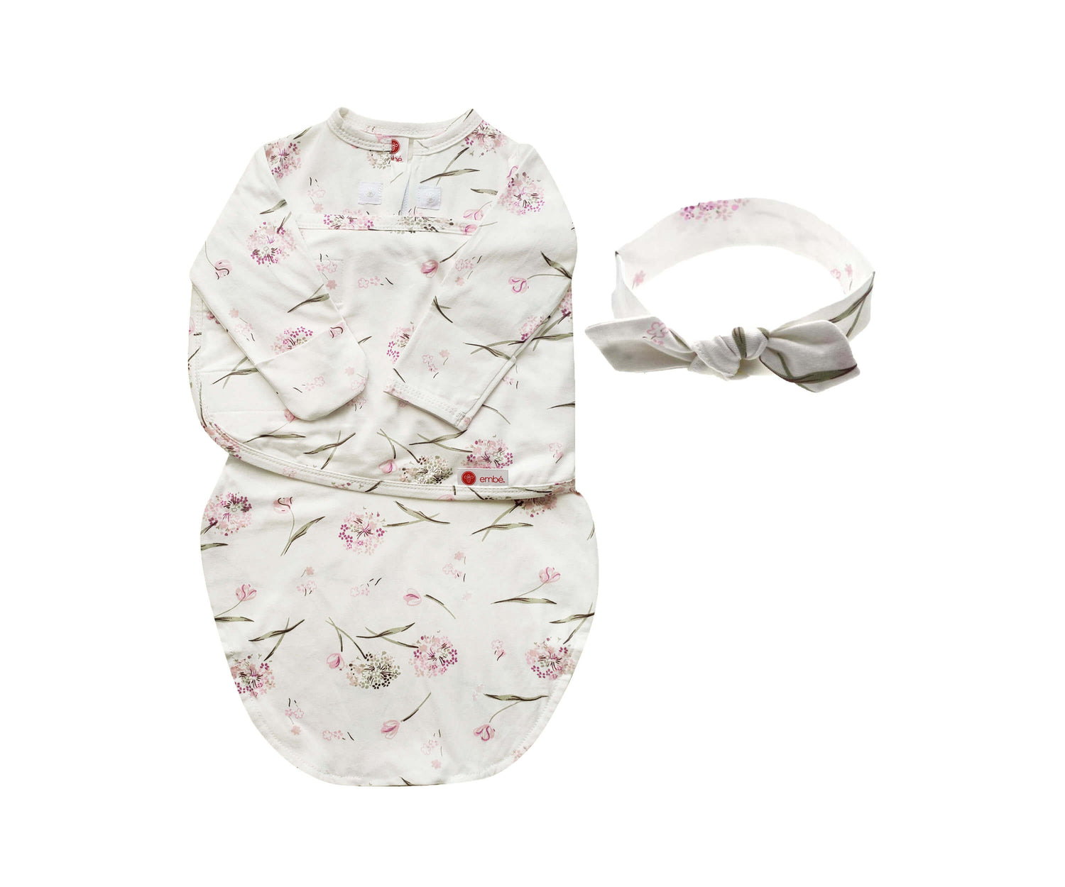 Headband and Long Sleeve Baby Swaddle Sack Bundle embe