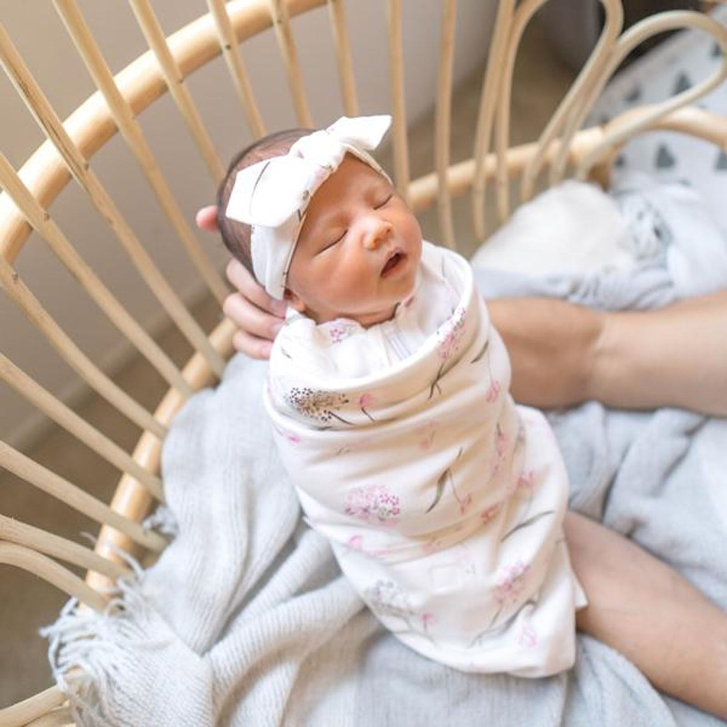 Headband and Long Sleeve Baby Swaddle Sack Bundle embe