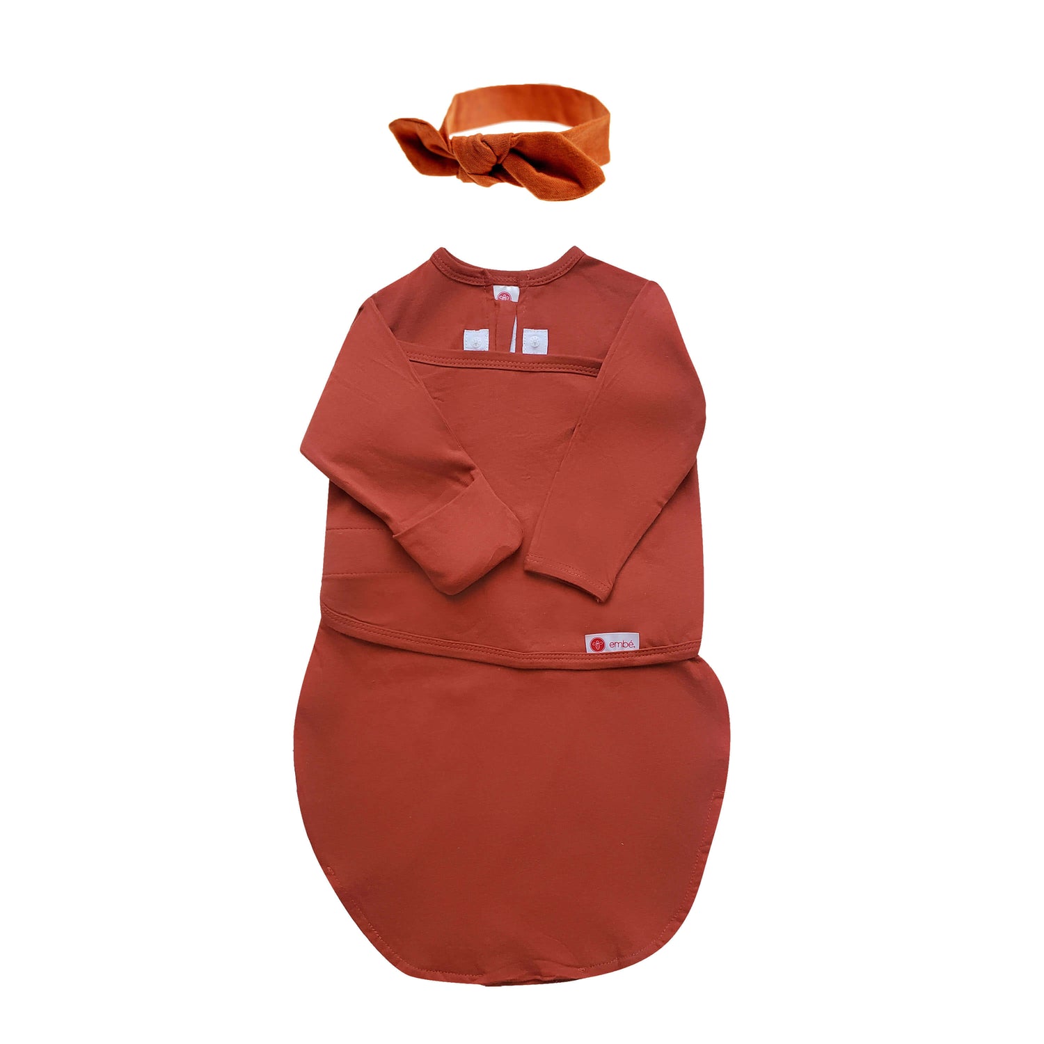 Headband and Long Sleeve Baby Swaddle Sack Bundle embe