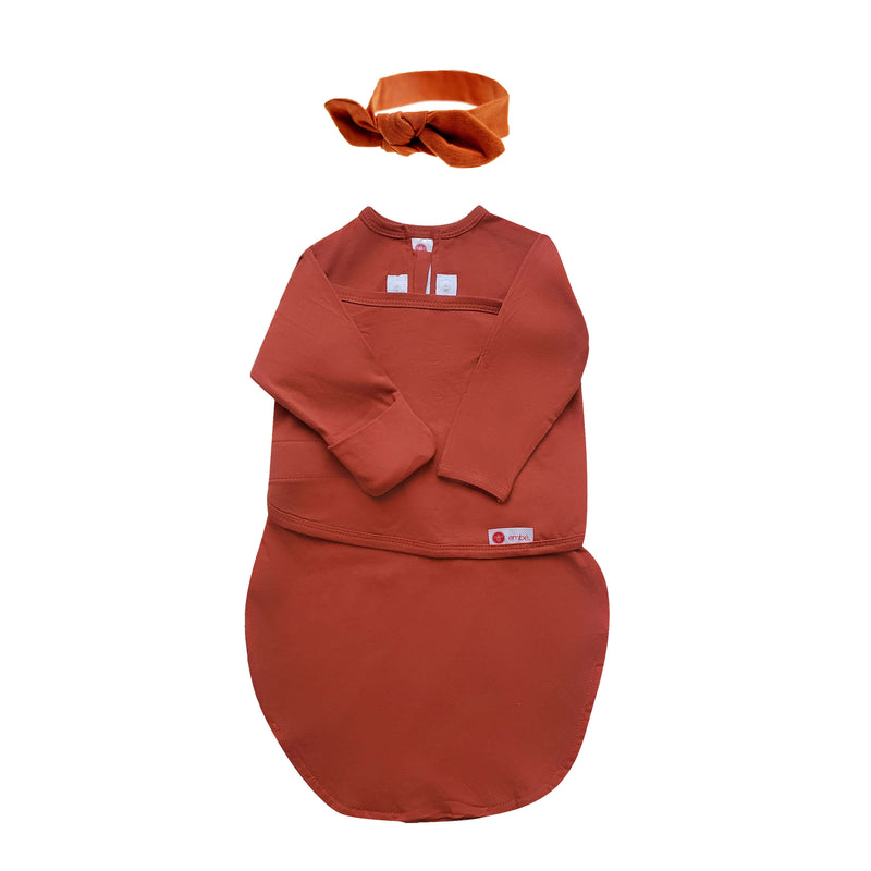 Headband and Long Sleeve Baby Swaddle Sack Bundle embe