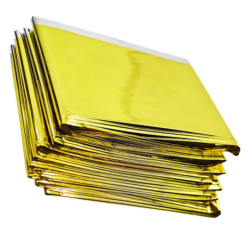 Heat Reflective Survival Mylar Thermal Space Blanket Body Wrap 84x84 Silver Gold (10)