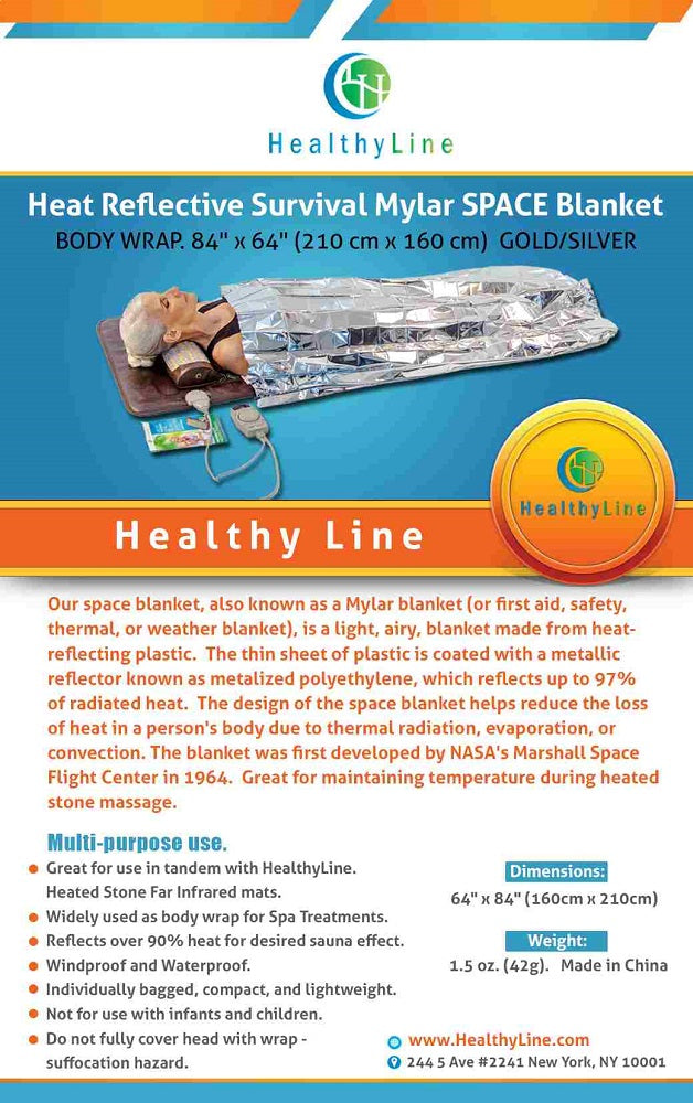 Heat Reflective Survival Mylar Thermal Space Blanket Body Wrap 84x84 Silver Gold (12)