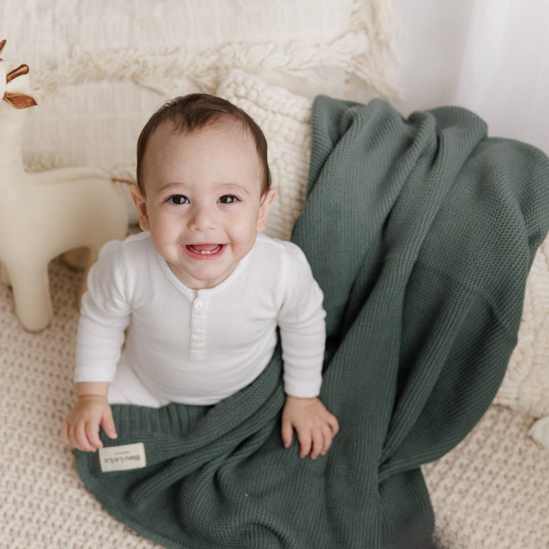 Heritage Knit Baby Blanket – 100% Organic Cotton Swaddle by Bleu La La