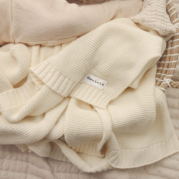 Heritage Knit Baby Blanket – 100% Organic Cotton Swaddle by Bleu La La