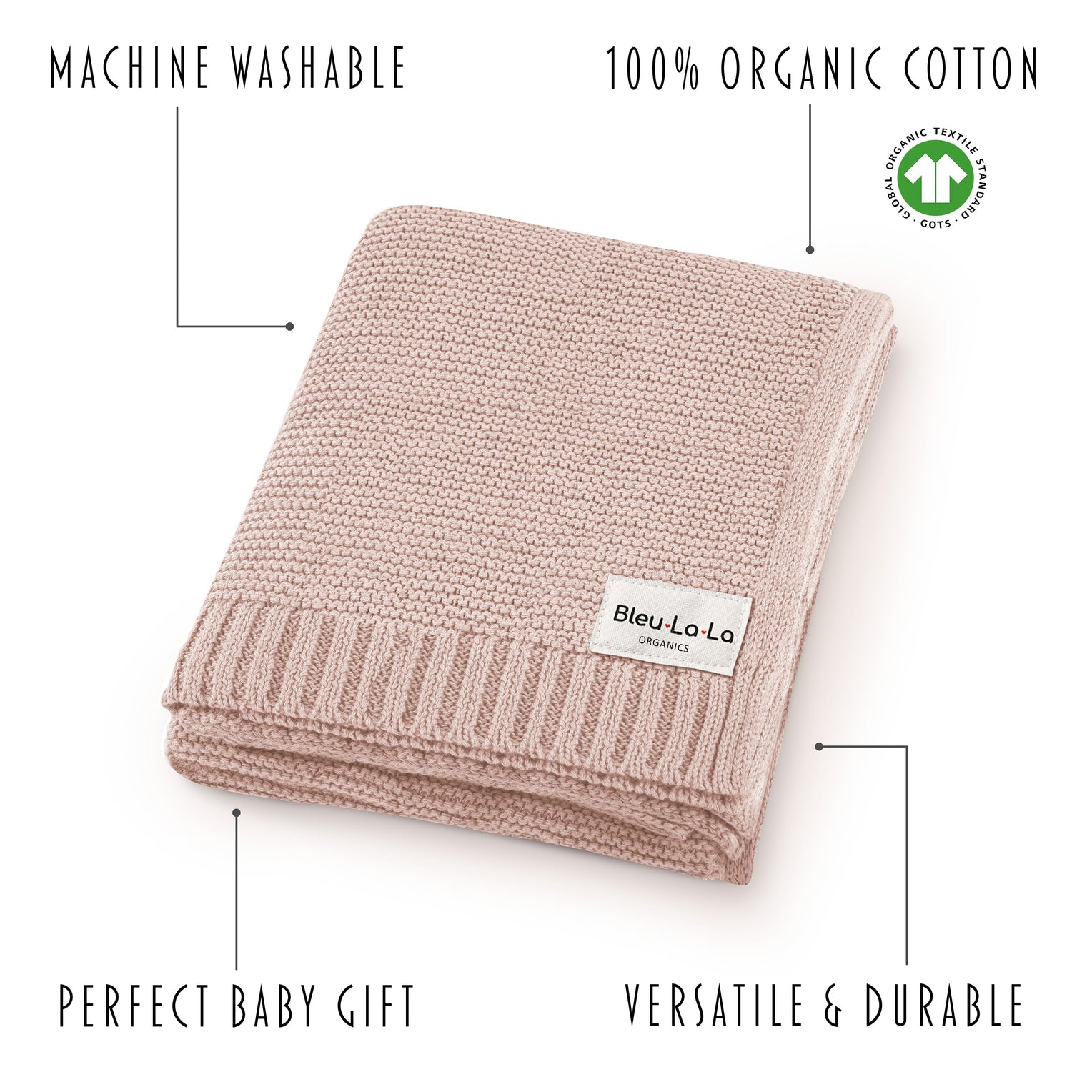 Heritage Knit Baby Blanket – 100% Organic Cotton Swaddle by Bleu La La
