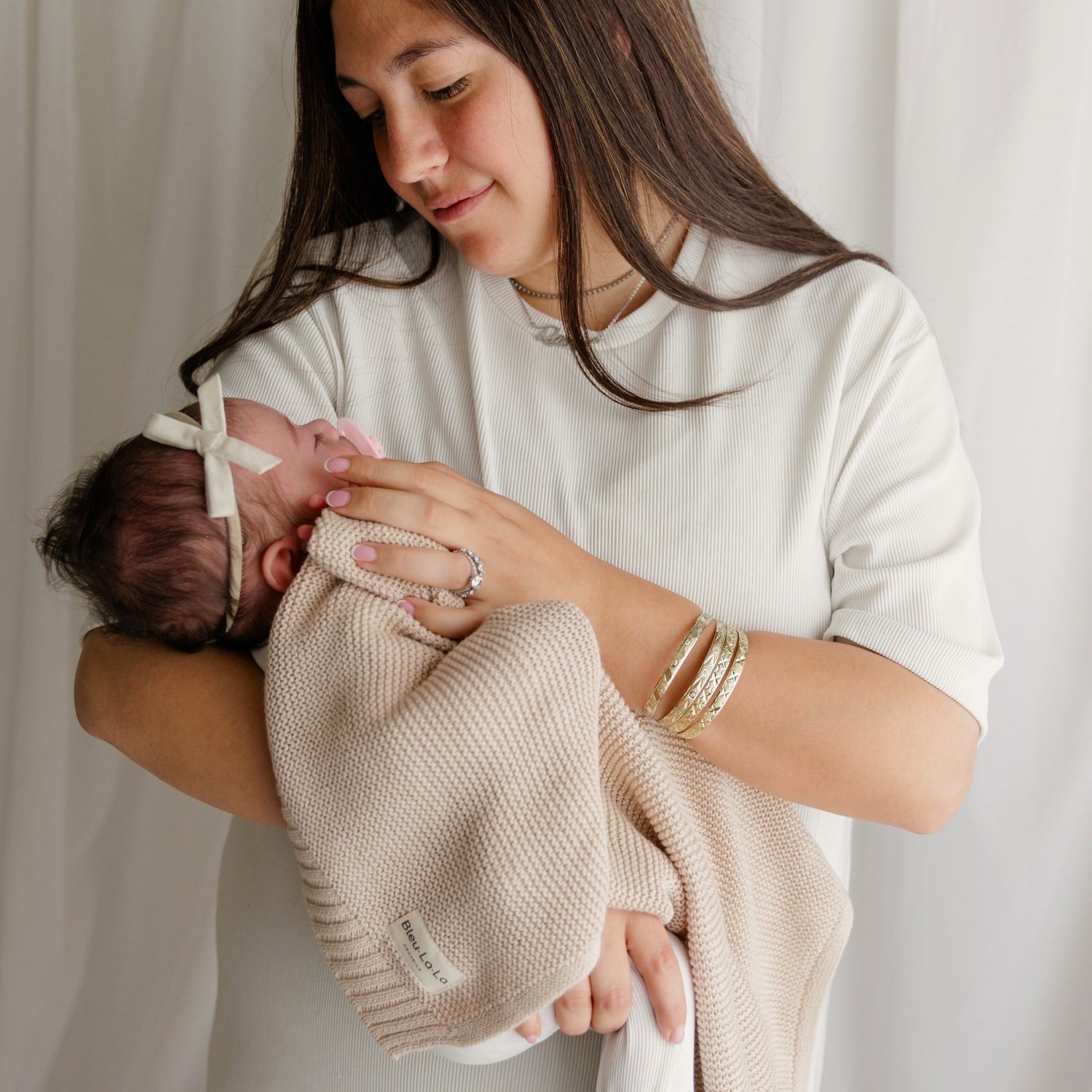 Heritage Knit Baby Blanket – 100% Organic Cotton Swaddle by Bleu La La