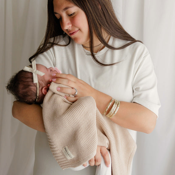 Heritage Knit Baby Blanket – 100% Organic Cotton Swaddle by Bleu La La