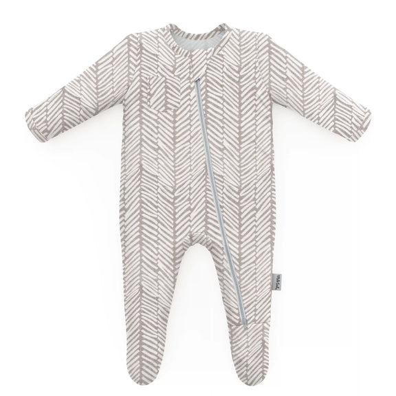 Herringbone Baby Footed Jammies Milk Snob