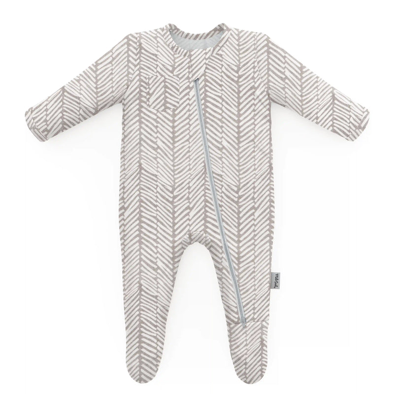Herringbone Baby Footed Jammies Milk Snob
