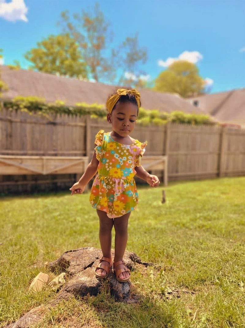 vintage floral baby toddler girl summer romper