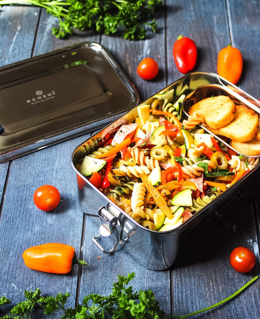 Stainless Steel Eco Lunch Box, Leak Proof, 1 Tier with 1 Mini Sauce Container, XL 70 Oz or 2100 ml freeshipping - ecozoi