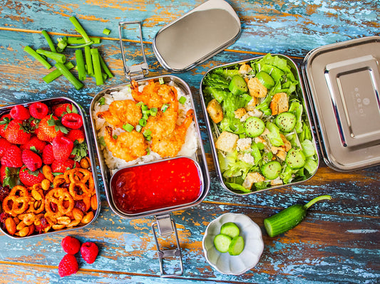  Eco Lunch Box, Leak Proof, 3 Layer Stainless Steel Lunch Box with 1 Mini Sauce Container, 70 Oz or 2100 ml freeshipping - ecozoi