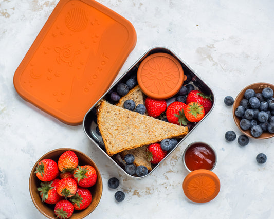 Stainless Steel Eco Lunch Box, 1 Tier with 2 Mini Sauce Containers, 40 Oz or 1200 ml freeshipping - ecozoi