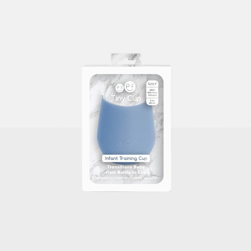 The Tiny Cup in Indigo by ezpz / Open-Top, Silicone Drinking Cup for Babies #color_indigo